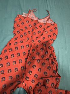 Women's Red Printed Jumpsuit