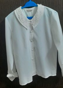 White Lace Collar Top