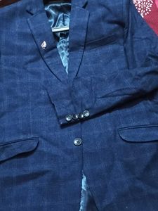 Men's Blue Checkered Blazer