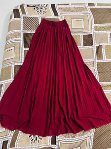 Flowy Red Pleated Maxi Skirt