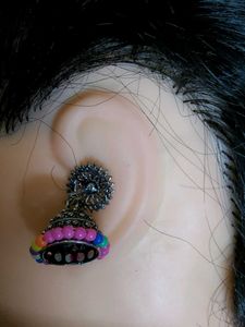 Boho Beaded Jhumka Earrings