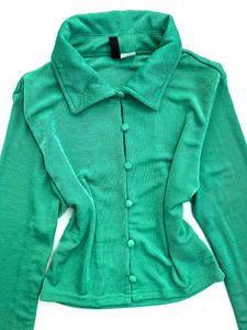 Green Long Sleeve Crop Top