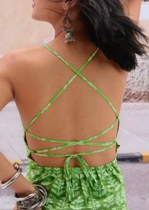 Green Block Print Cotton Blouse