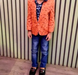 Urgent Sell Boys Orange Patterned Blazer