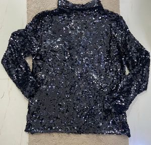 Zara Sequin Embellished collared top