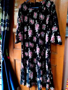 Elegant Black Floral Print Kurta