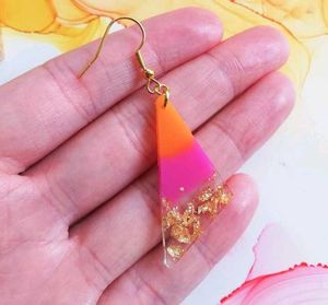 Vibrant Neon Pink &amp; Orange Gemstone Earrings