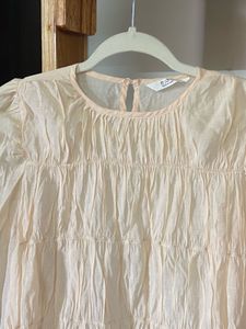 Sheer Tiered Puff Sleeve Blouse
