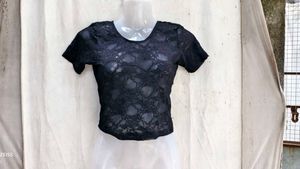 87209. Black Lace Crop Top