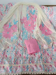 Embroidered cotton designer unstitched suit