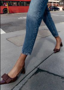 Zara Bow Detail Slingback Heels- size 37