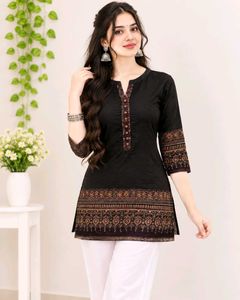 Elegant Black Printed Kurta