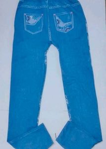 Decorative Blue Denim printed pants
