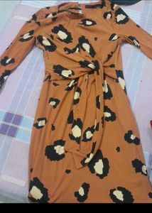 Leopard Print Twist Front Dress