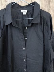 Classic Black Button-Up Tunic Dress