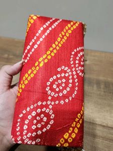 Elegant Red Bandhani Clutch Bag