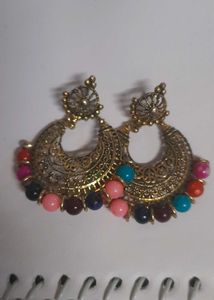Set of 3 Multi-Color &amp; Pearl Earring Se
