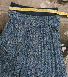 Fairy blue Floral Pleated Skirt