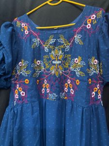 Elegant Teal Embroidered Gown