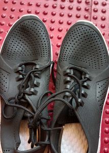Stylish Black Perforated Sneakers