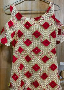 😍😍 Cream &amp; Red Ethnic Gown😍😍