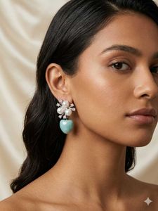 Elegant Pearl & Gemstone Drop Earrings