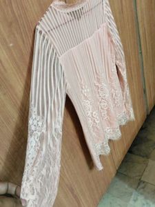 Peach Colour Top Net &amp; Lycra Material Mix