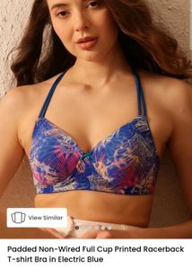 Electric Blue Printed Racerback Bra