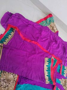 Vibrant Striped Anarkali Gown with dupatta and pan