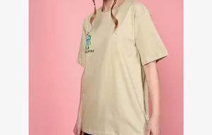 Cute Beige Graphic T-Shirt &amp; Black Shorts Set