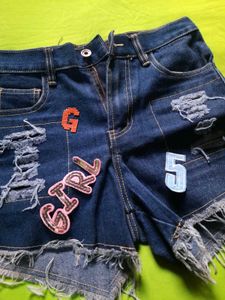 Y2k Funky Distressed Denim Jeans Shorts with Patch