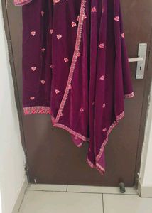 Elegant Embroidered Velvet Kurta Set