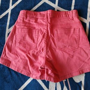 Coral Denim Shorts