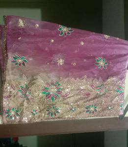 Dupatta With Machine Embroidery And Chamki