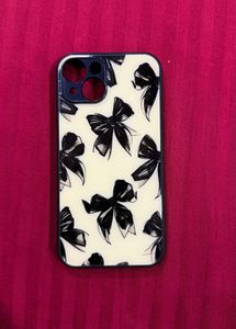 Cute Bow Print Glass back Phone Case -iphone 13