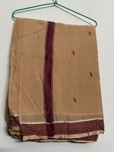 Elegant Beige Saree with Maroon Border