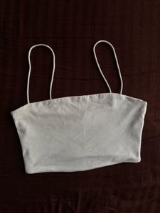 Simple White Spaghetti Strap Crop Top