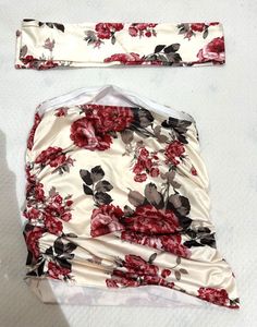 Floral Ruched tube top with scarf