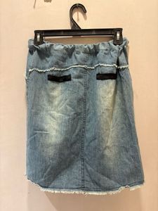Distressed Denim Asymmetrical Skirt
