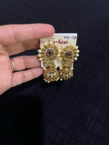 Elegant Peacock Jhumka Earrings + Free Pendant