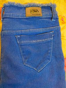 Blue Denim Frayed Skinny Jeans