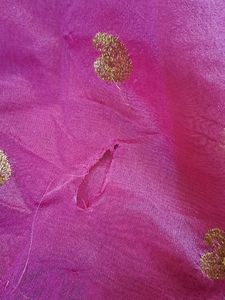 Elegant Pink Saree with Golden Motifs