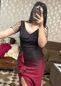 Elegant Black &amp; Red Ombre Party Dress re ❤️🎀