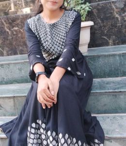 Elegant Black Kurta with Silver Embellishments