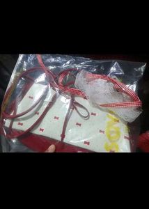 savana Charming Red &amp; White Bow Pattern Handbag