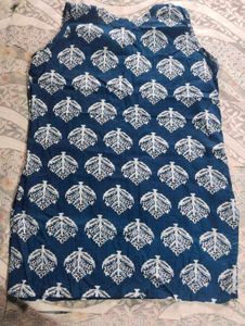 Blue Printed Cotton Kurta