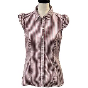 Chic Striped Fitted Button-Up Top