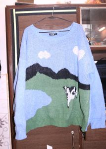 Cow Landscape Knit Sweater