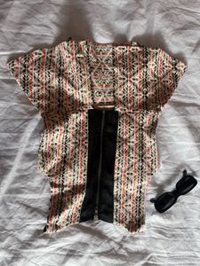 Peplum Top with Geometric Print
