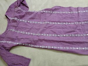 Beautiful Straight Kurti With Embroidery And Mirro